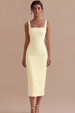 Square Neck Maxi White Bodycon Engagement Dress