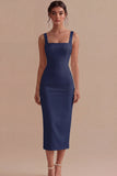 Square Neck Maxi White Bodycon Engagement Dress