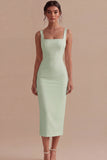 Square Neck Maxi White Bodycon Engagement Dress