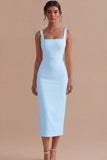 Square Neck Maxi White Bodycon Engagement Dress