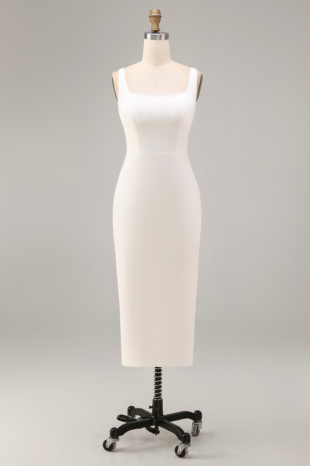 Square Neck Maxi White Bodycon Engagement Dress