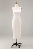 Square Neck Maxi White Bodycon Engagement Dress