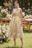 Floral Ruched Butter Yellow A Line One Shoulder Maxi Wedding Guest Dress