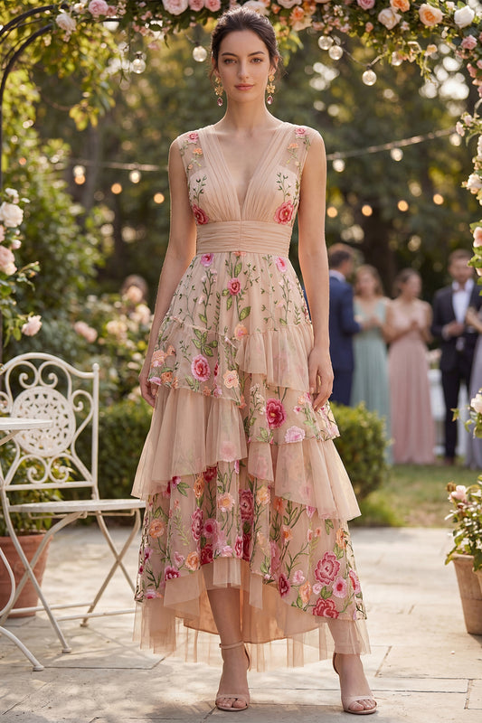 green emerald velvet dress Zapakasa Women Floral Blush Maxi Wedding Guest Dress with Ruffles A Line  Ruched V-Neck Formal Dress