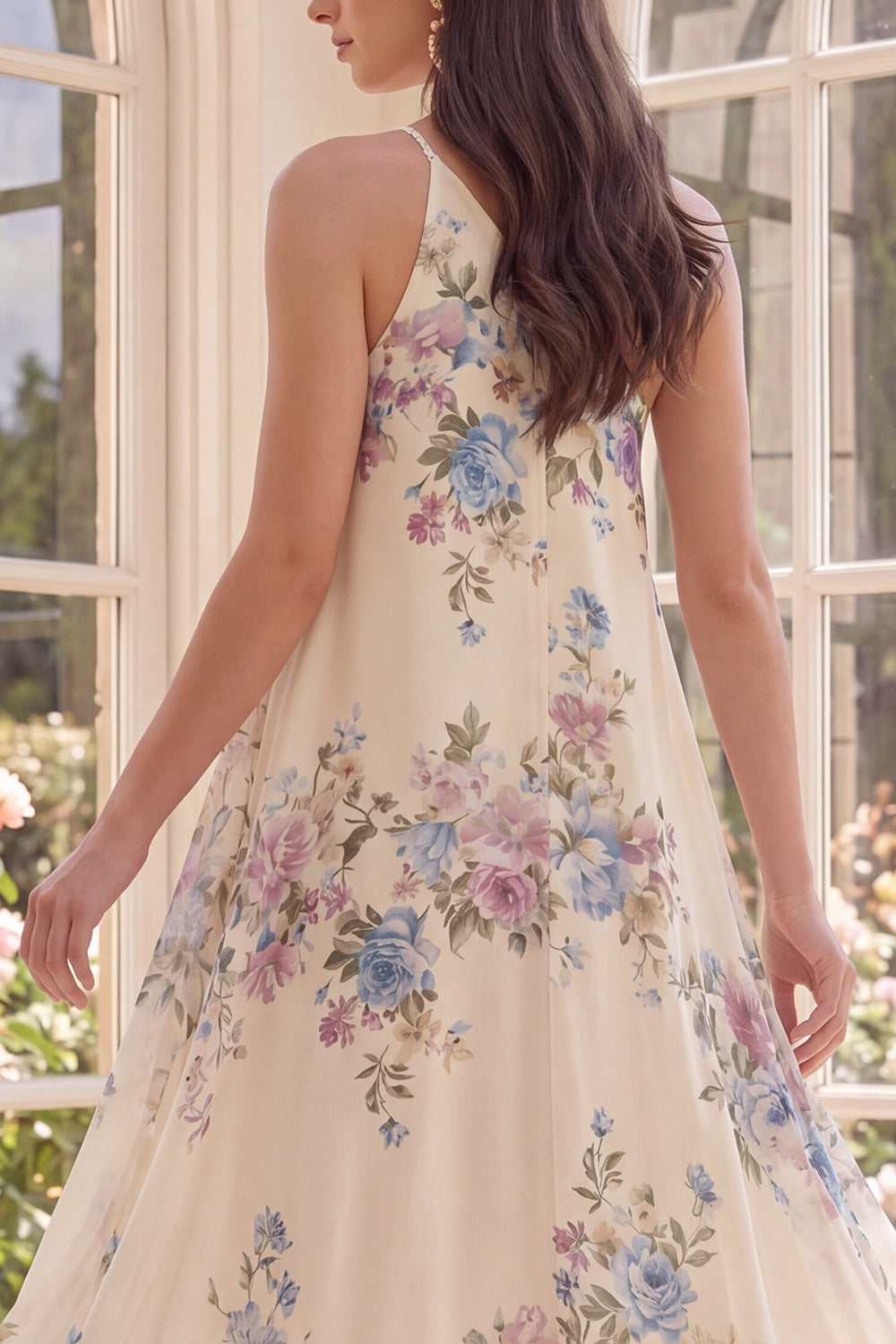 Apricot One Shoulder Floral A Line High Low Beach Wedding Guest Dress