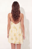 Spaghetti Straps A Line Butter Yellow Floral Short Graduation Dress