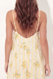Spaghetti Straps A Line Butter Yellow Floral Short Graduation Dress