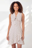Short A Line V-Neck Black and White Polka Dots Graduation Dress with Ruffles