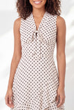 Short A Line V-Neck Black and White Polka Dots Graduation Dress with Ruffles