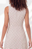 Short A Line V-Neck Black and White Polka Dots Graduation Dress with Ruffles