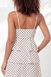 Spaghetti Straps A Line Black and White Polka Dots Short Graduation Dress with Ruffles