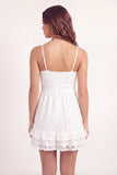 Spaghetti Straps White Lace Floral Short A Line Graduation Dress with Ruffles