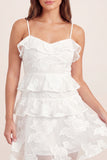 Floral White Short A Line Spaghetti Straps Graduation Dress with Ruffles