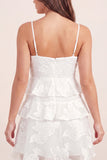 Floral White Short A Line Spaghetti Straps Graduation Dress with Ruffles