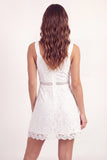 Lace V-Neck White Floral Short A Line Graduation Dress