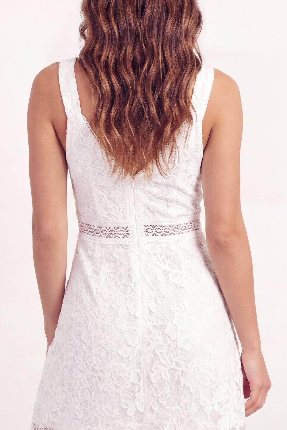 Lace V-Neck White Floral Short A Line Graduation Dress