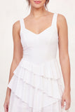 Thick Straps White Asymmetrical A Line Graduation Dress with Ruffles