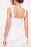 Thick Straps White Asymmetrical A Line Graduation Dress with Ruffles