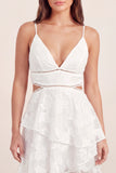 Short Floral White A Line Cut Out Graduation Dress with Ruffles
