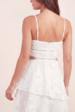 Short Floral White A Line Cut Out Graduation Dress with Ruffles