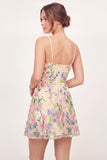 V-Neck Floral A Line Butter Yellow Short Graduation Dress
