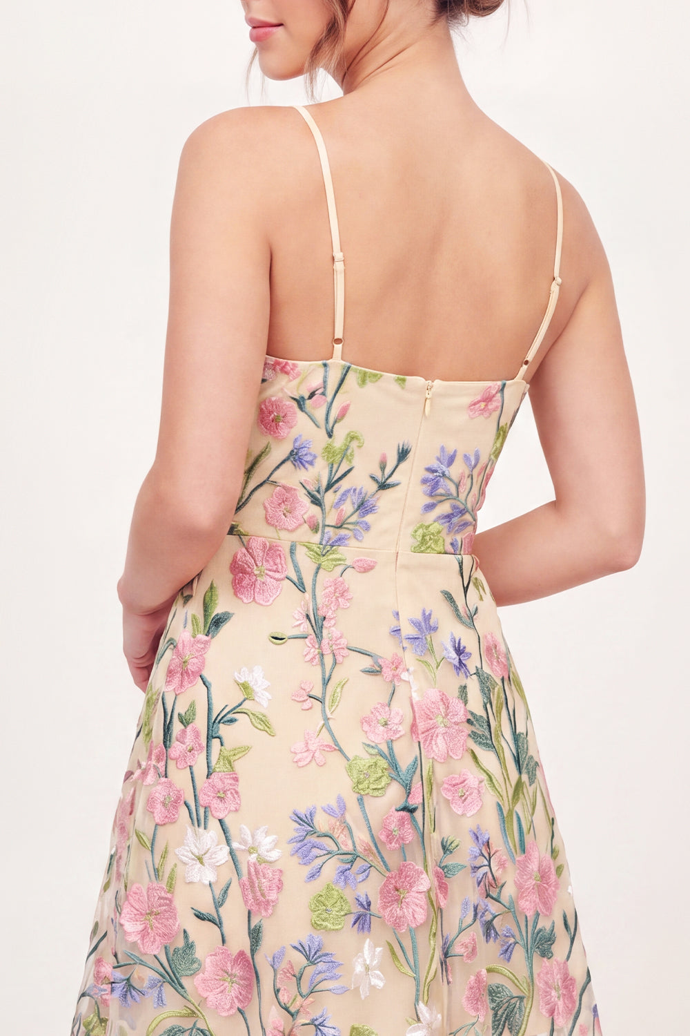 V-Neck Floral A Line Butter Yellow Short Graduation Dress
