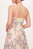 V-Neck Floral A Line Butter Yellow Short Graduation Dress