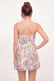 Pink Floral Spaghetti Straps A Line Short Graduation Dress
