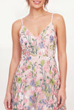 Pink Floral Spaghetti Straps A Line Short Graduation Dress