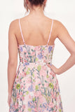 Pink Floral Spaghetti Straps A Line Short Graduation Dress