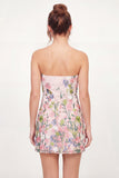 Pink Floral Strapless A Line Short Graduation Dress