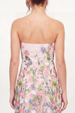 Pink Floral Strapless A Line Short Graduation Dress