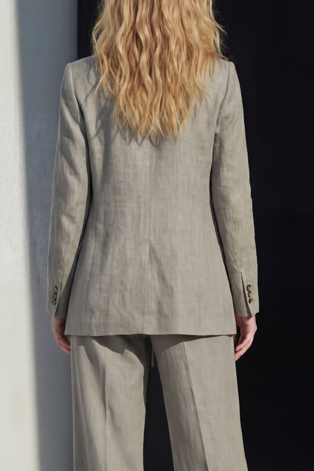 Grey 2 Piece Notched Lapel Single Breasted Women Business Suits with Pockets