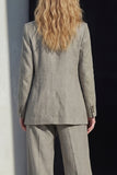Grey 2 Piece Notched Lapel Single Breasted Women Business Suits with Pockets
