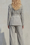 Grey 2 Piece Peak Lapel Wide Leg Women Business Suits with Pockets
