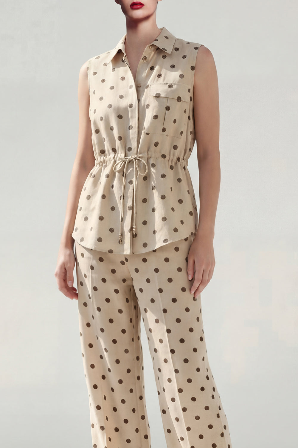 Polka Dots Khaki 2 Piece Single Breasted Business Suits