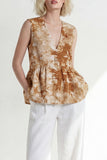 V Neck Brown 2 Piece Business Suits with Pockets