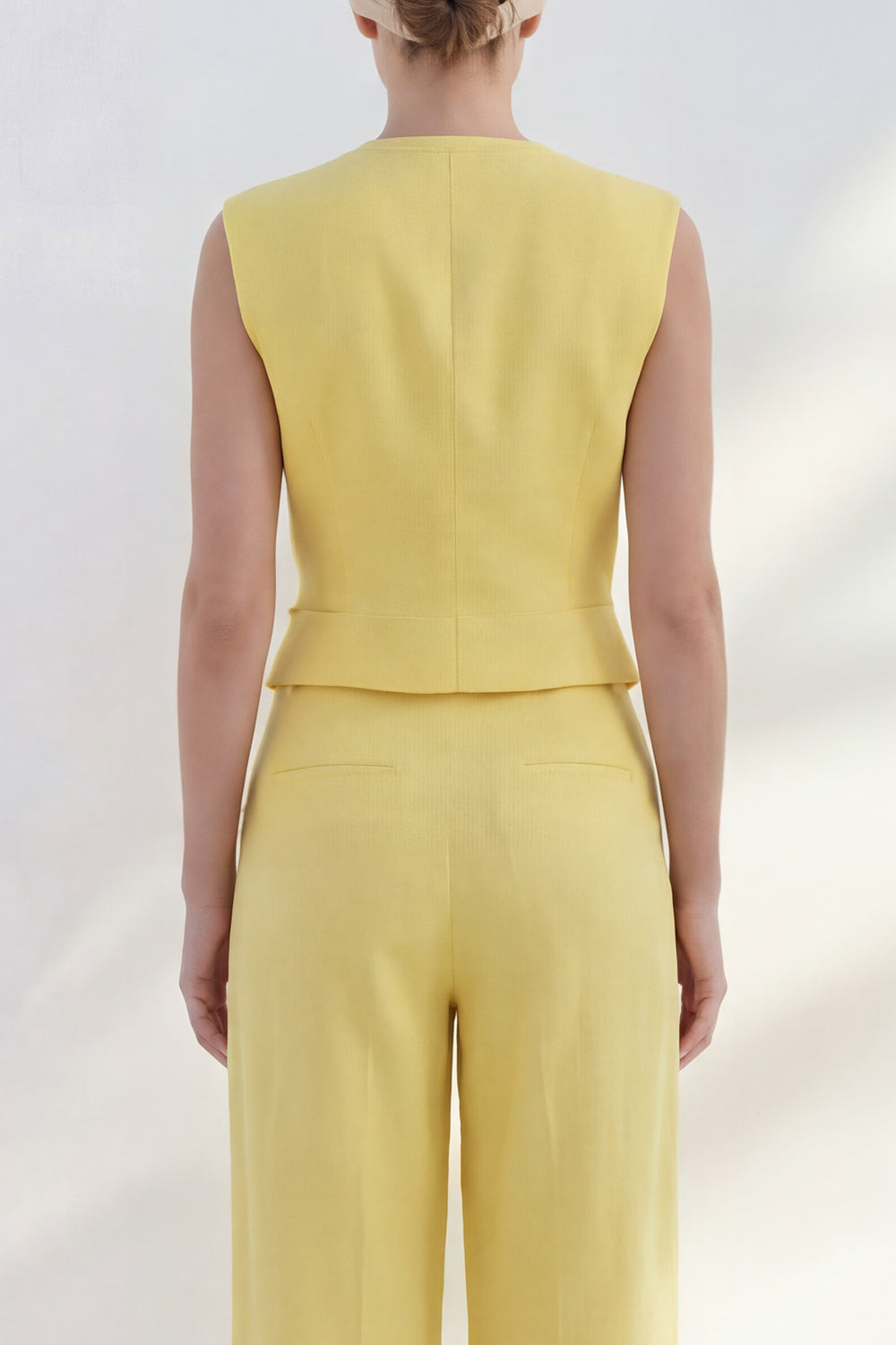 Butter Yellow 2 Piece Shawl Lapel Double Breasted Business Suits with Pockets