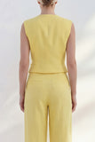 Butter Yellow 2 Piece Shawl Lapel Double Breasted Business Suits with Pockets