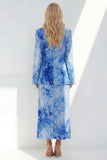 Notched Lapel Brown Long Sleeves 2 Piece Printed Business Suits with Back Slit