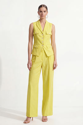 Lemon Yellow 2 Piece Peak Lapel Single Breasted Business Suits