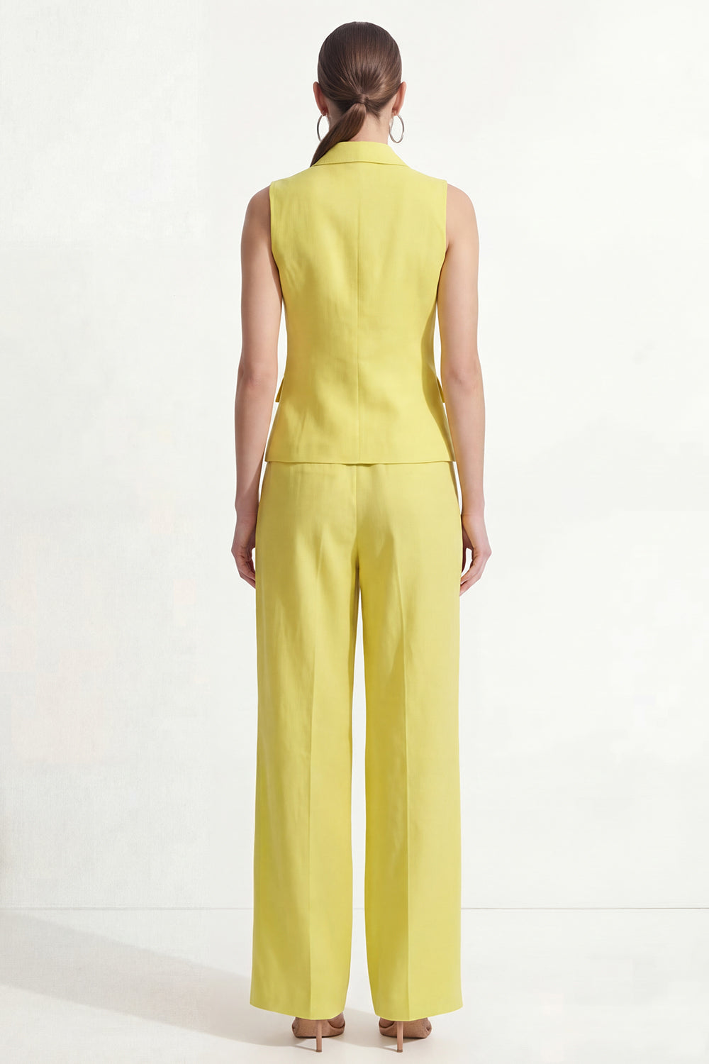Lemon Yellow 2 Piece Peak Lapel Single Breasted Business Suits
