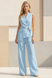 Light Yellow 2 Piece Shawl Lapel Business Suits with Sash