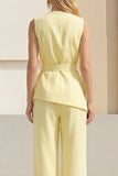 Light Yellow 2 Piece Shawl Lapel Business Suits with Sash