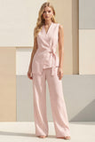 Light Yellow 2 Piece Shawl Lapel Business Suits with Sash