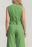 Green Shawl Lapel 2 Piece Single Breasted Wide Leg Business Suits