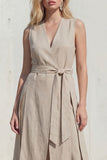 Shawl Lapel Khaki 2 Piece Wide Leg Business Suits with Belt