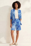 Printed Notched Lapel Blue Single Breasted 2 Piece Business Suits with Pockets