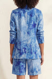 Printed Notched Lapel Blue Single Breasted 2 Piece Business Suits with Pockets