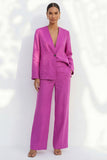 Fuchsia 2 Piece Shawl Lapel Single Breasted Business Suits with Pockets